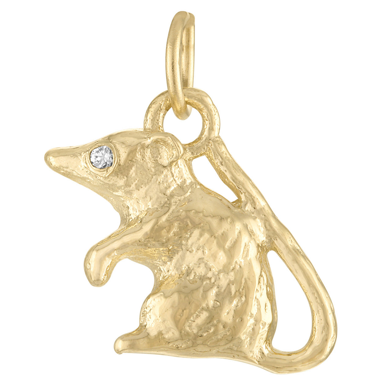 Diamond Rat 14K Gold Charm